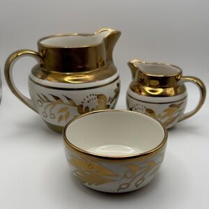 James Kent Ltd "Old Foley" gold and white lusterware serving set made in England